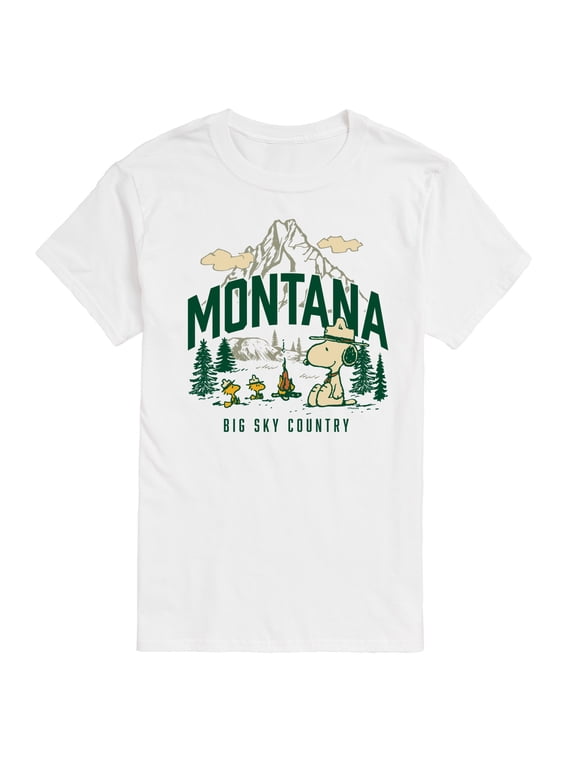 - Beagle Scouts Snoopy Woodstock Montana Big Sky Country Men's Short Sleeve Graphic T-Shirt