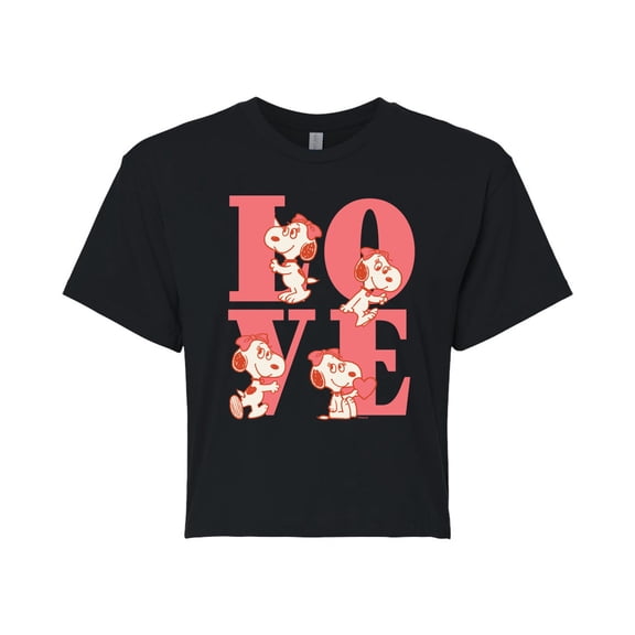 Peanuts - Belle Love - Juniors Cropped Graphic T-Shirt