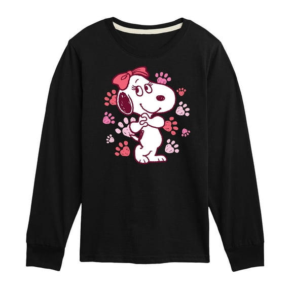 Peanuts - Belle Multi Color Paw Prints - Toddler And Youth Long Sleeve Graphic T-Shirt