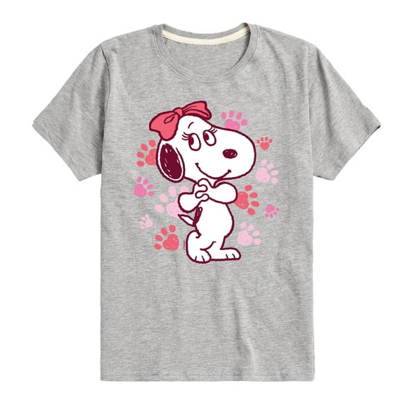 Peanuts - Belle Multi Color Paw Prints - Toddler And Youth Short Sleeve Graphic T-Shirt