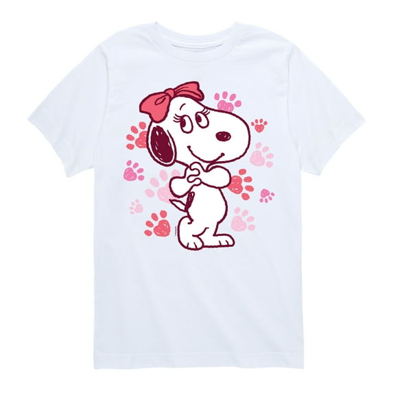 Peanuts - Belle Multi Color Paw Prints - Toddler And Youth Short Sleeve Graphic T-Shirt