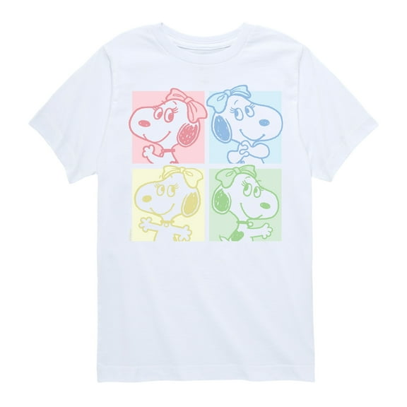 Peanuts - Belle Pastel Grid - White Only- Toddler And Youth Short Sleeve Tee