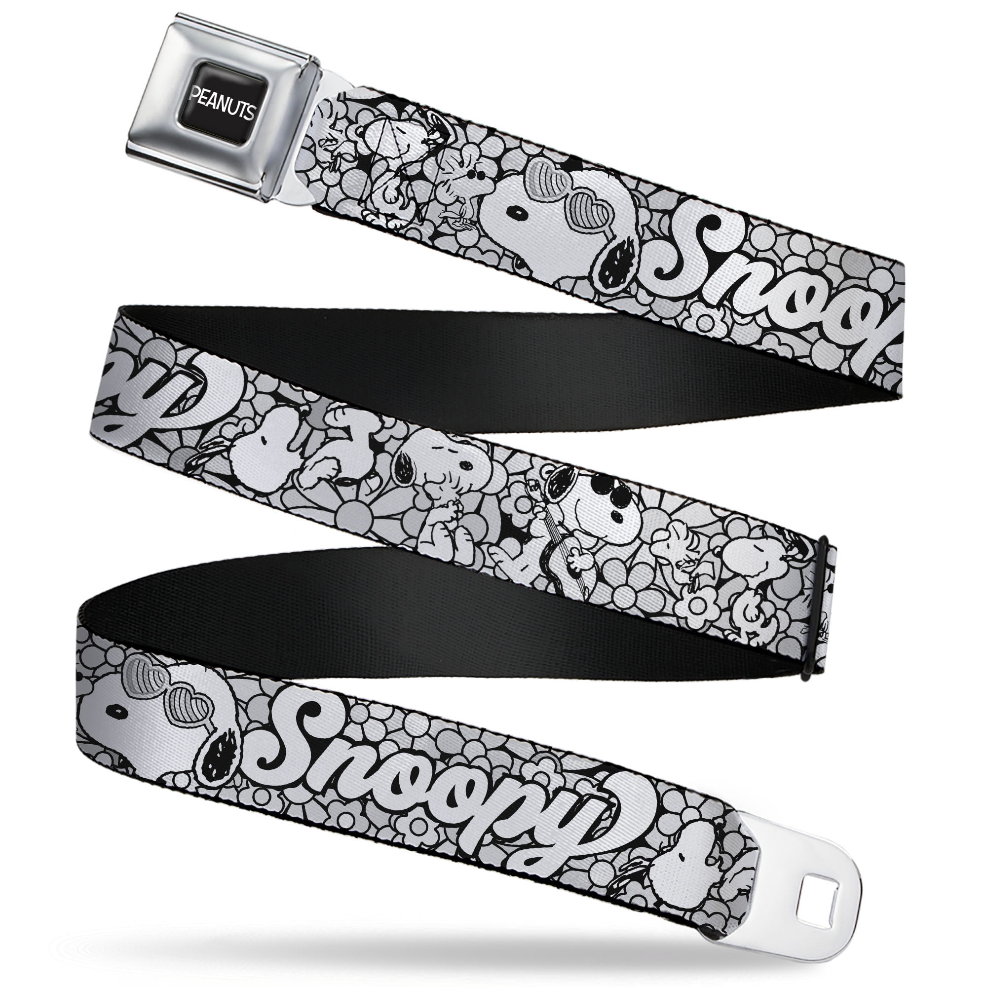 Peanuts Belt, Seatbelt Buckle Belt, Snoopy Poses and Daisy Flowers ...