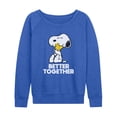 thumbnail image 1 of Peanuts - Better Together Women's Lightweight French Terry Wide Neck Long Sleeve Graphic Shirt, 1 of 4