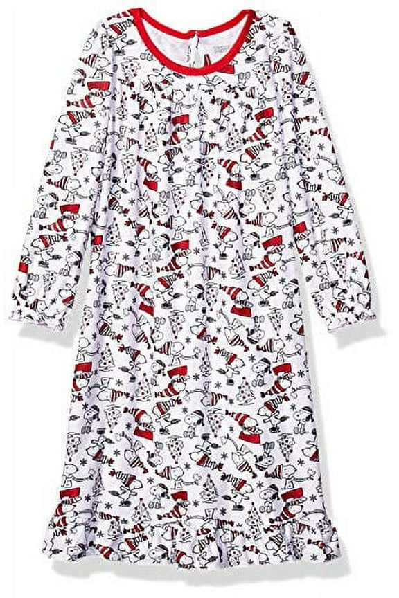 Big Snoopy Girls Christmas Holiday Granny Nightgown Pajama, S
