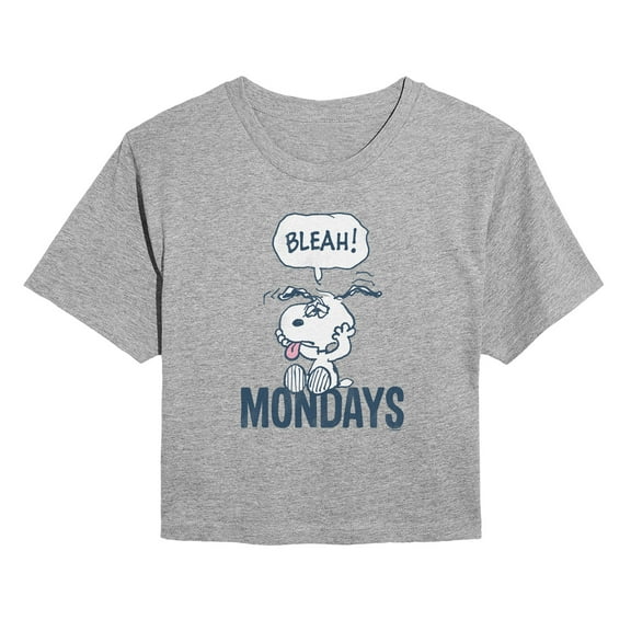 Peanuts - Bleah Mondays Snoopy - Juniors Cropped Graphic T-Shirt