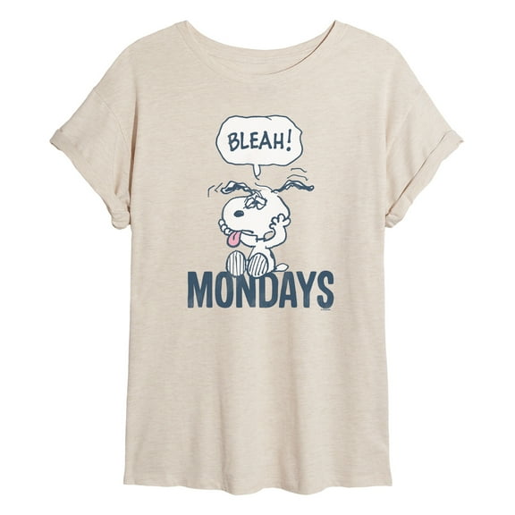 Peanuts - Bleah Mondays Snoopy - Juniors Oversized Graphic T-Shirt