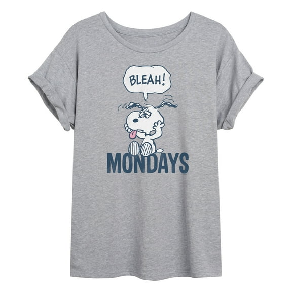 Peanuts - Bleah Mondays Snoopy - Juniors Oversized Graphic T-Shirt