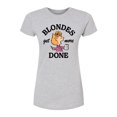 thumbnail image 1 of Peanuts - Blondes Get More Done - Juniors Fitted Short Sleeve Graphic T-Shirt, 1 of 5