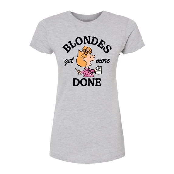 Peanuts - Blondes Get More Done - Juniors Fitted Short Sleeve Graphic T-Shirt