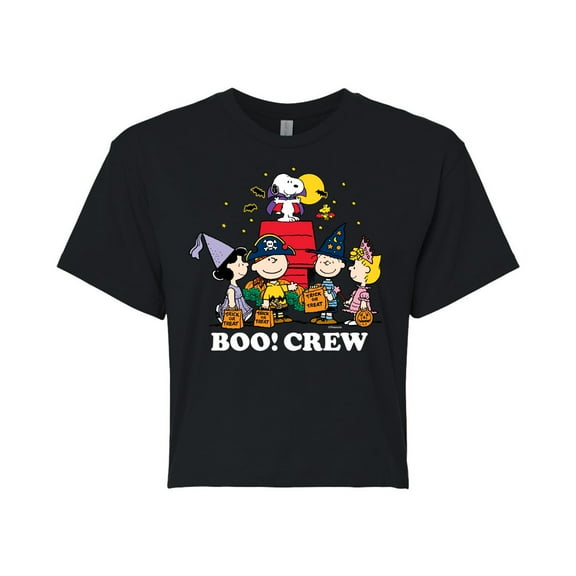 Peanuts - Boo Crew - Juniors Cropped Cotton Blend T-Shirt