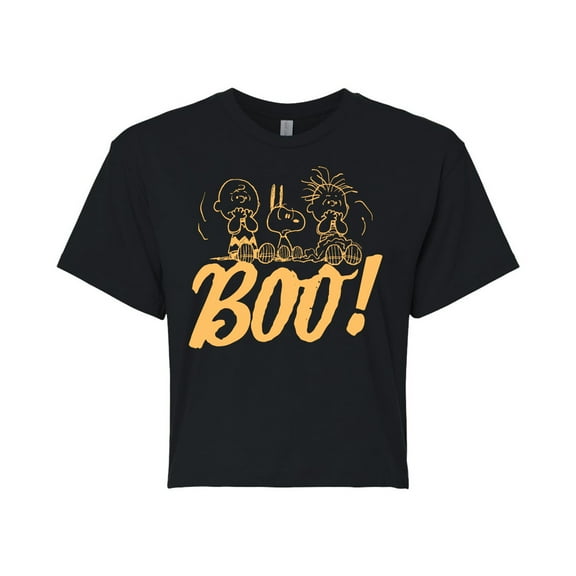 Peanuts - Boo - Juniors Cropped Cotton Blend T-Shirt
