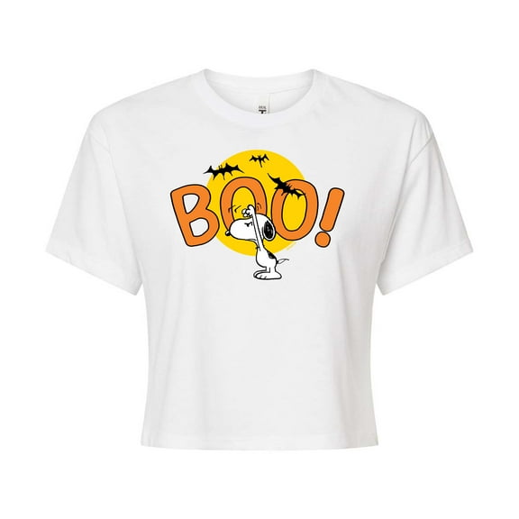 Peanuts - Boo Snoopy - Juniors Cropped Cotton Blend T-Shirt