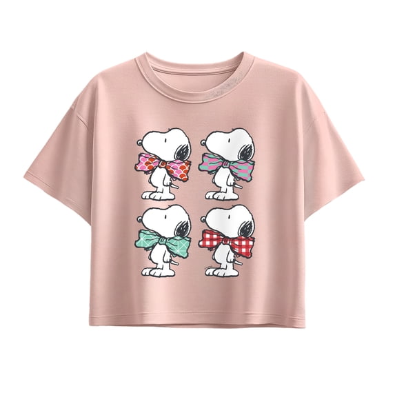 Peanuts - Bowtie Patterns - Youth Girl's Boxy T-Shirt