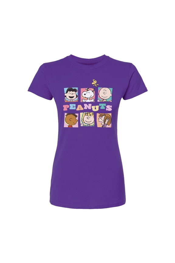 - Boxes Snoopy And Friends - Juniors Fitted Graphic T-Shirt