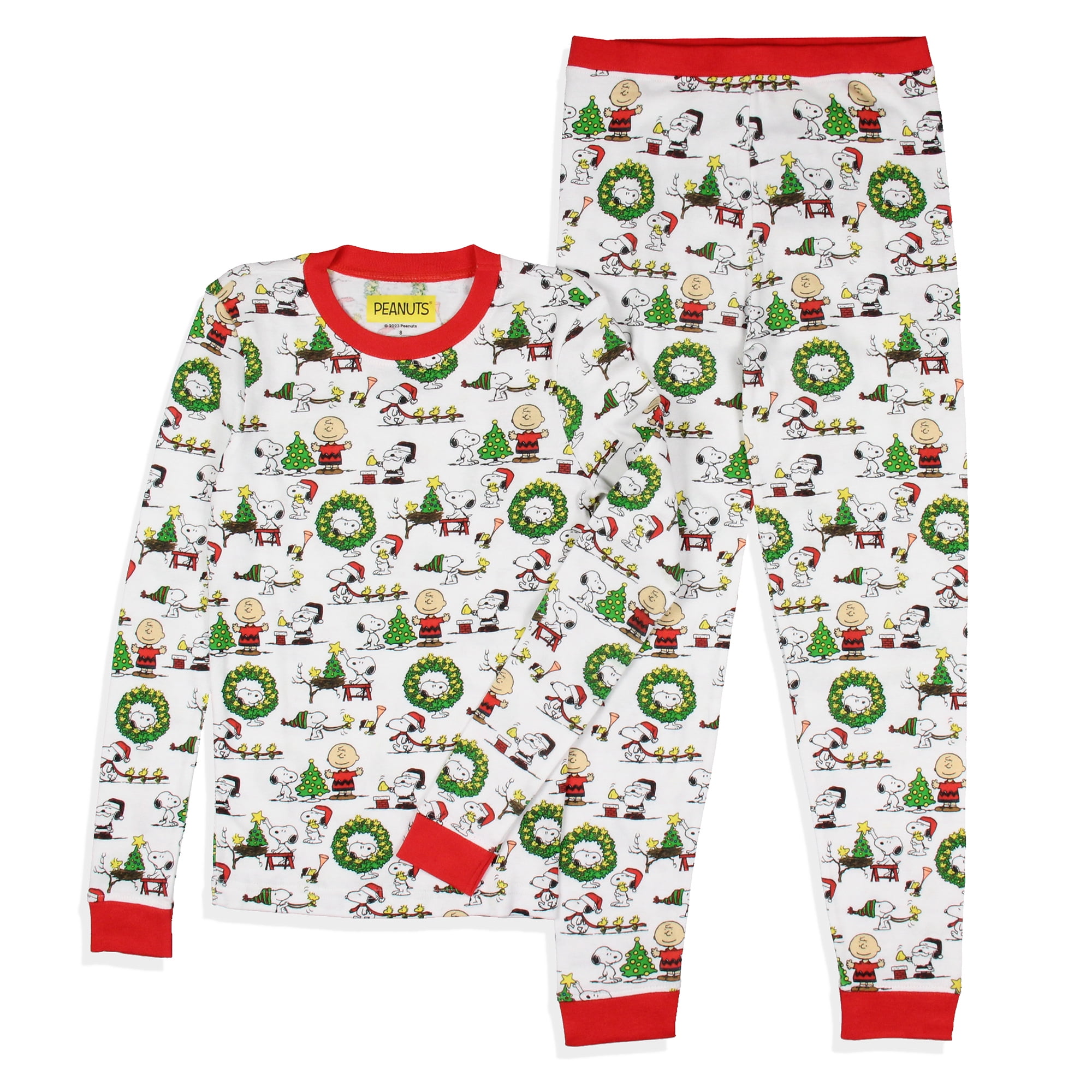 Peanuts Boys' Christmas Santa Snoopy Charlie Brown Characters Pajama ...