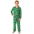 thumbnail image 1 of Peanuts Kids' Christmas Snoopy Charlie Brown 2PC Button-Down Coat Front Sleep Holiday Pajama Pant Set For Boys Girls, 1 of 6