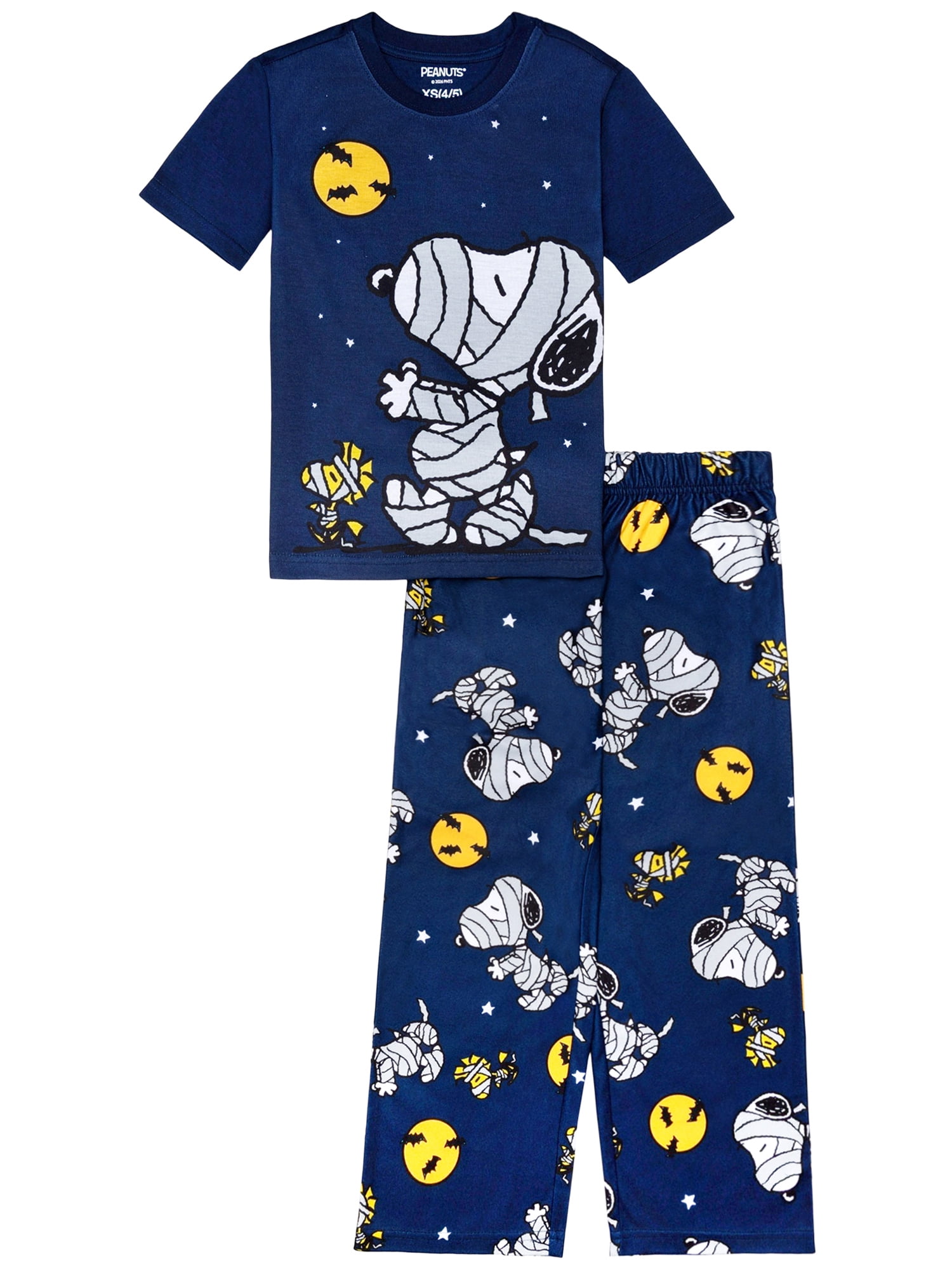 Peanuts Boys Halloween Short Sleeve Top and Pant Pajama Set, 2-Piece, Sizes 4-12