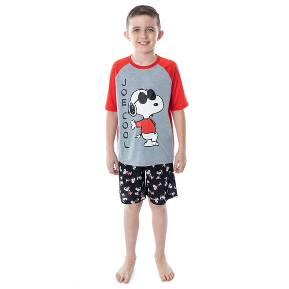 Peanuts Boys' Joe Cool Snoopy Pajamas Shirt And Shorts Sleepwear Set