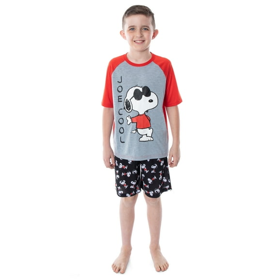 Peanuts Boys' Joe Cool Snoopy Pajamas Shirt And Shorts Sleepwear Set