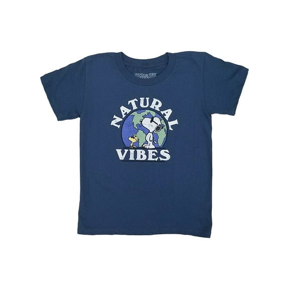 Peanuts Boys Short Sleeve Blue Snoopy Natural Vibes T-Shirt Tee Size 2