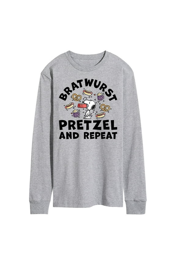 - Bratwurst Pretzel And Repeat Snoopy - Men's Long Sleeve T-Shirt