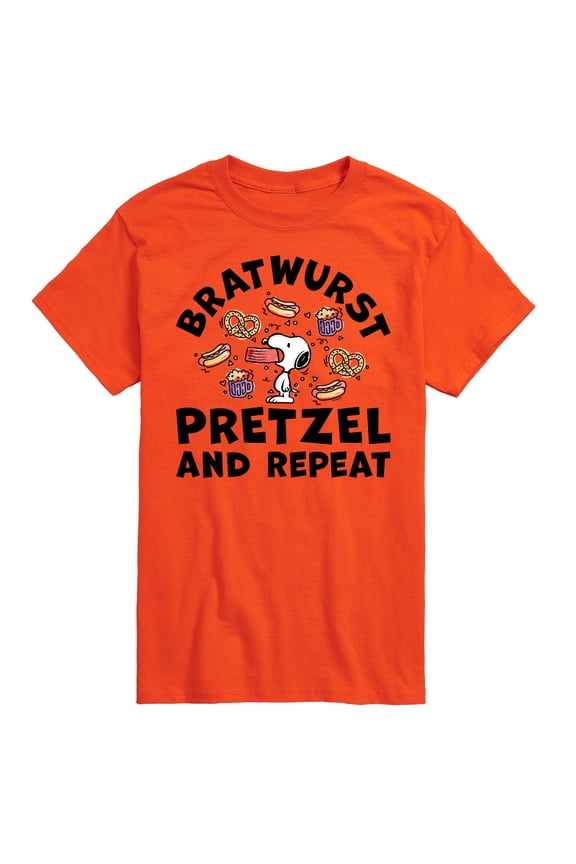 - Bratwurst Pretzel And Repeat Snoopy - Men's Short Sleeve Graphic T-Shirt