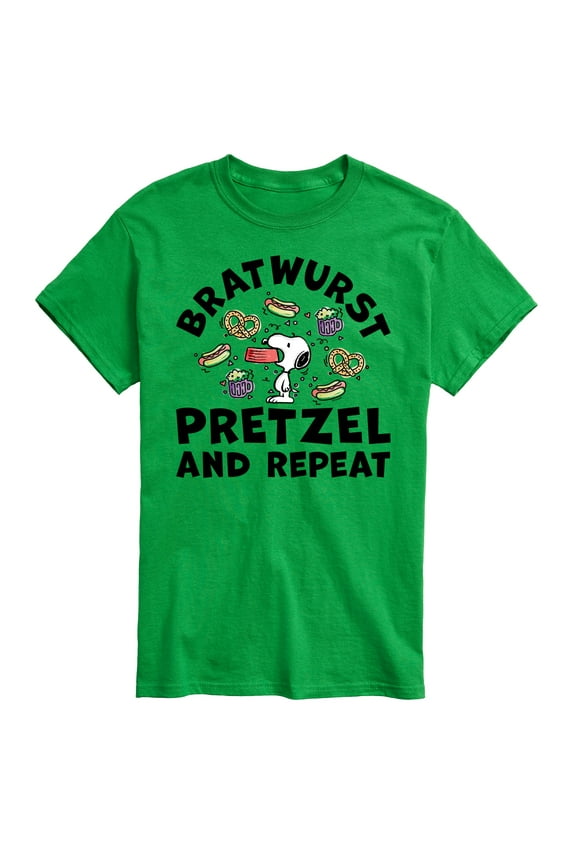 - Bratwurst Pretzel And Repeat Snoopy - Men's Short Sleeve Graphic T-Shirt