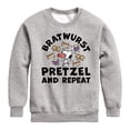 thumbnail image 1 of Peanuts - Bratwurst Pretzel And Repeat Snoopy - Toddler & Youth Crewneck Fleece Sweatshirt, 1 of 6