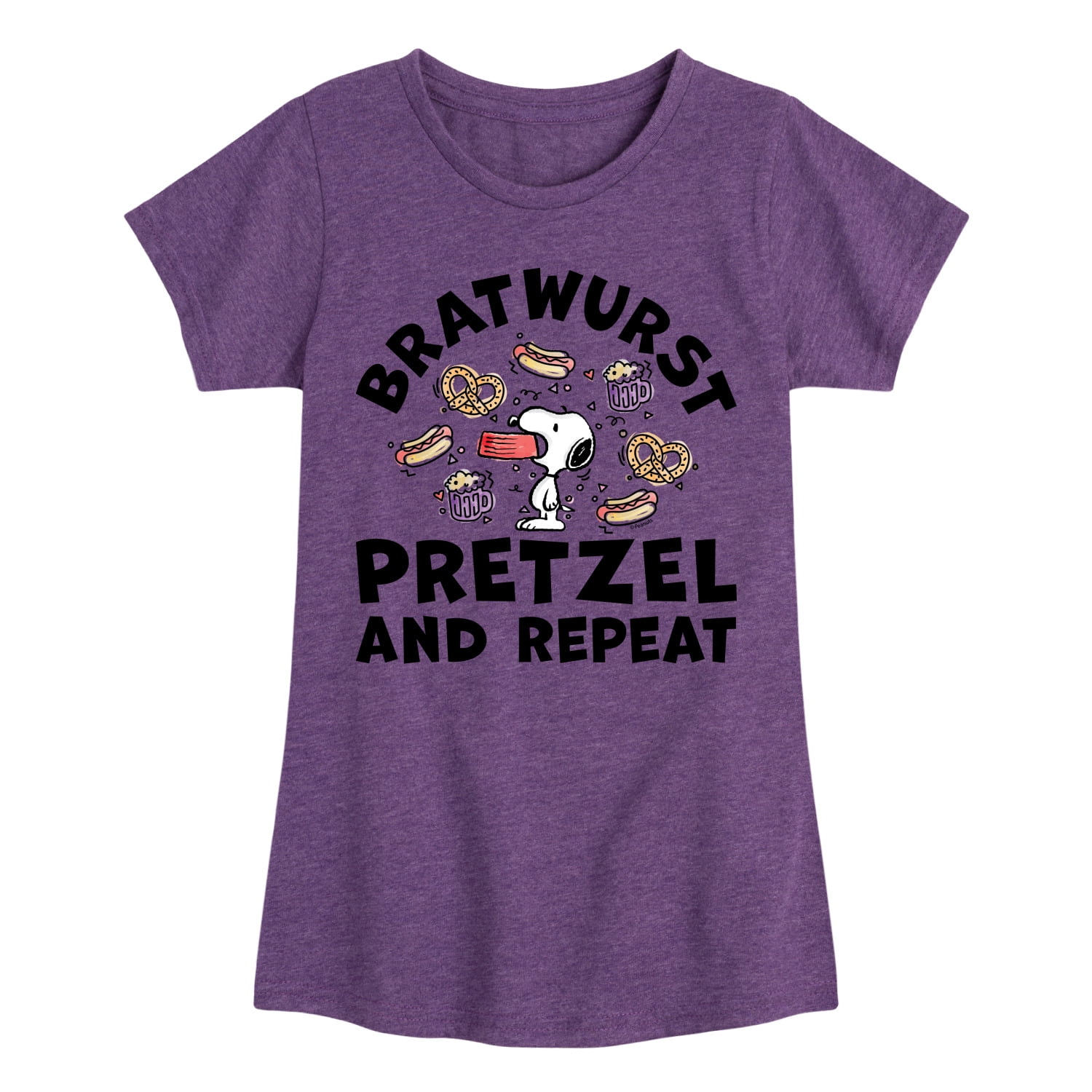 Peanuts Bratwurst Pretzel And Repeat Snoopy Toddler & Youth Girls