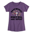 thumbnail image 1 of Peanuts - Bratwurst Pretzel And Repeat Snoopy - Toddler & Youth Girls Short Sleeve Graphic T-Shirt, 1 of 6