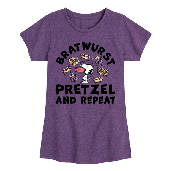 Peanuts - Bratwurst Pretzel And Repeat Snoopy - Toddler & Youth Girls Short Sleeve Graphic T-Shirt