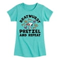 thumbnail image 1 of Peanuts - Bratwurst Pretzel And Repeat Snoopy - Toddler & Youth Girls Short Sleeve Graphic T-Shirt, 1 of 6