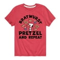thumbnail image 1 of Peanuts - Bratwurst Pretzel And Repeat Snoopy - Toddler & Youth Short Sleeve Graphic T-Shirt, 1 of 6