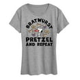 thumbnail image 1 of Peanuts - Bratwurst Pretzel And Repeat Snoopy - Women's Short Sleeve Graphic T-Shirt, 1 of 6