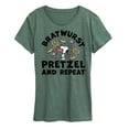 thumbnail image 1 of Peanuts - Bratwurst Pretzel And Repeat Snoopy - Women's Short Sleeve Graphic T-Shirt, 1 of 6