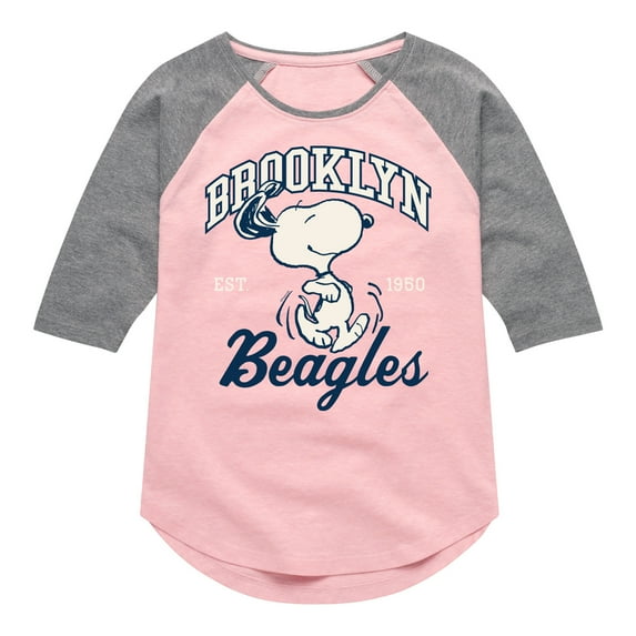 Peanuts - Brooklyn Beagles - Toddler & Youth Girls Raglan Graphic T-Shirt
