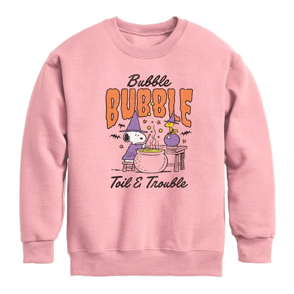 Peanuts - Bubble Bubble Toil Trouble - Toddler & Youth Crewneck Fleece Sweatshirt