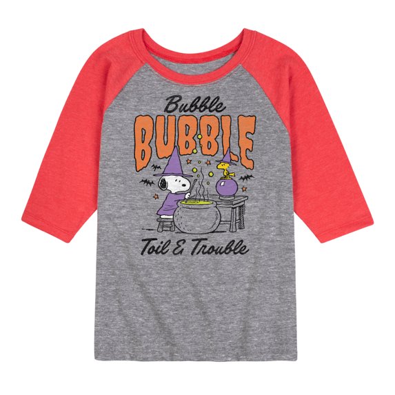 Peanuts - Bubble Bubble Toil Trouble - Toddler & Youth Raglan Graphic T-Shirt