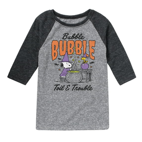 Peanuts - Bubble Bubble Toil Trouble - Toddler & Youth Raglan Graphic T-Shirt
