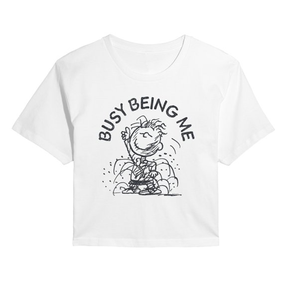 Peanuts - Busy Being Me Pigpen - Juniors Cropped Graphic T-Shirt