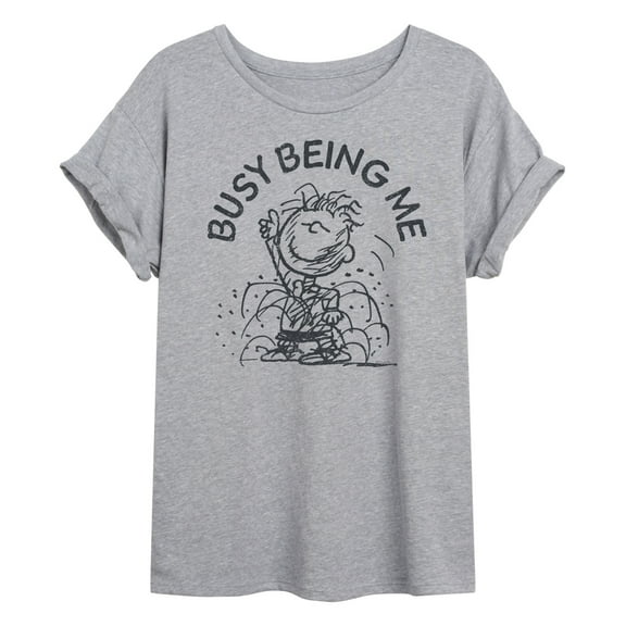 Peanuts - Busy Being Me Pigpen - Juniors Oversized Graphic T-Shirt