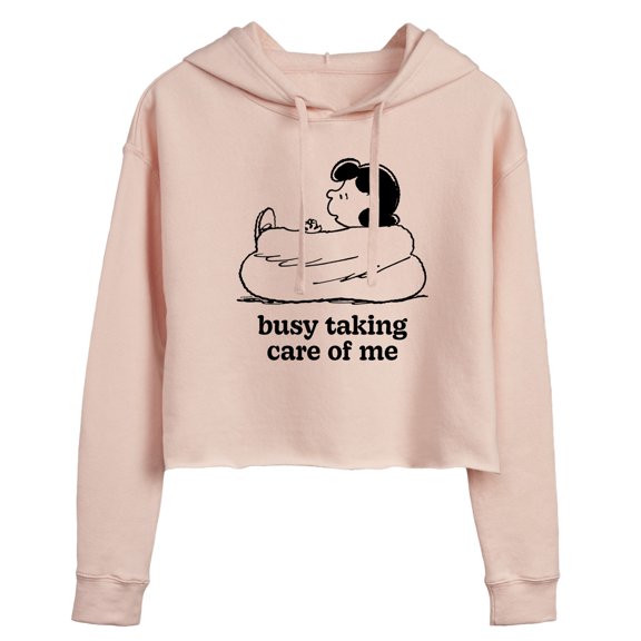 Peanuts - Busy Taking Care Of Me - Juniors Cropped Pullover Hoodie