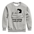 thumbnail image 1 of Peanuts - Busy Taking Care Of Me - Toddler & Youth Crewneck Fleece Sweatshirt, 1 of 6