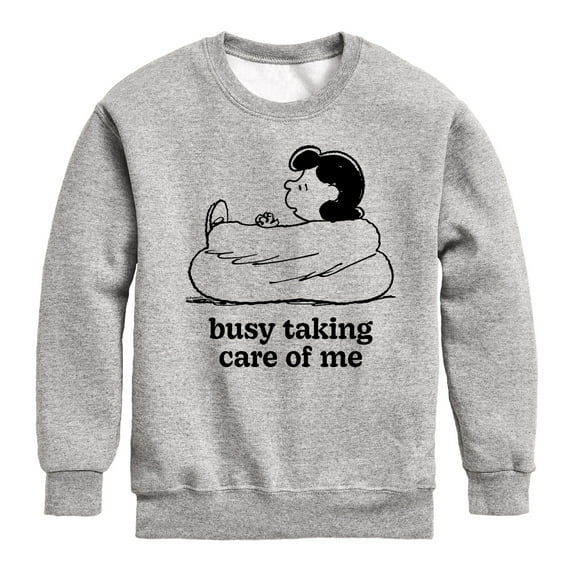 Peanuts - Busy Taking Care Of Me - Toddler & Youth Crewneck Fleece Sweatshirt