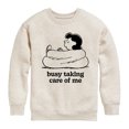 thumbnail image 1 of Peanuts - Busy Taking Care Of Me - Toddler & Youth Crewneck Fleece Sweatshirt, 1 of 6