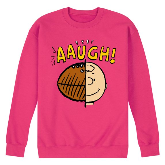 Peanuts - C Brown Half Football Head - Men's Crew Neck Fleece Pullover