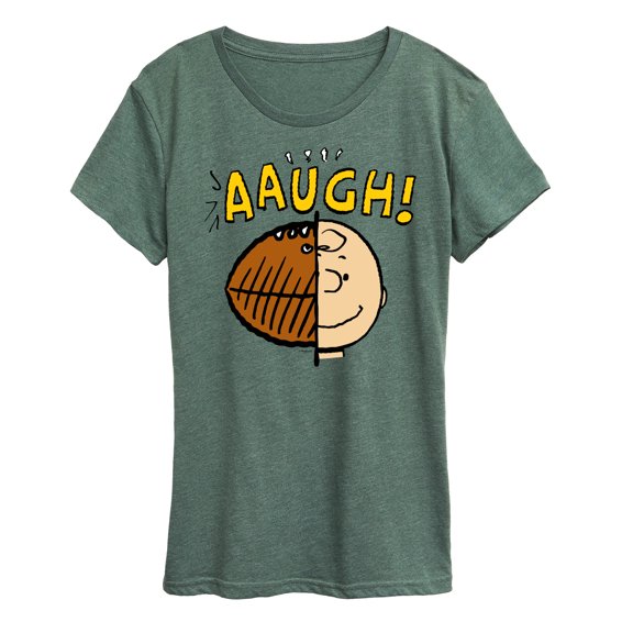 Peanuts - C Brown Half Football Head - Women's Short Sleeve Graphic T-Shirt