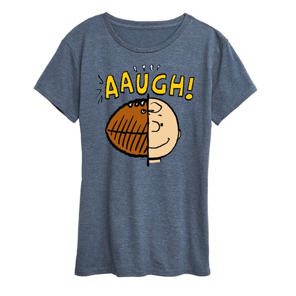 Peanuts - C Brown Half Football Head - Women's Short Sleeve Graphic T-Shirt