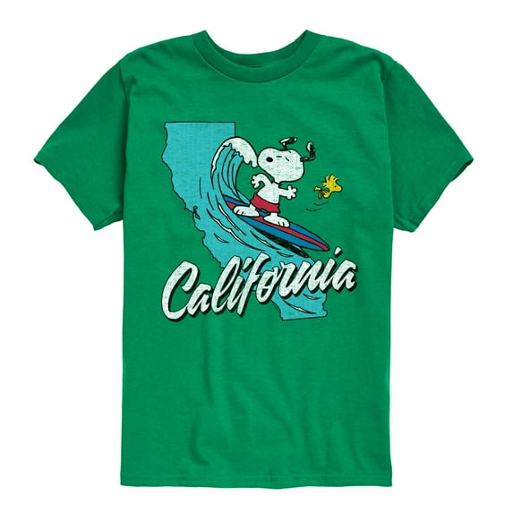 Peanuts - California Surfing Snoopy And Woodstock -Toddler And Youth Short Sleeve Graphic T-Shirt